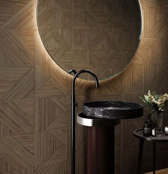 12.64x40" Tangram Coffee Ceramic Wall Tile