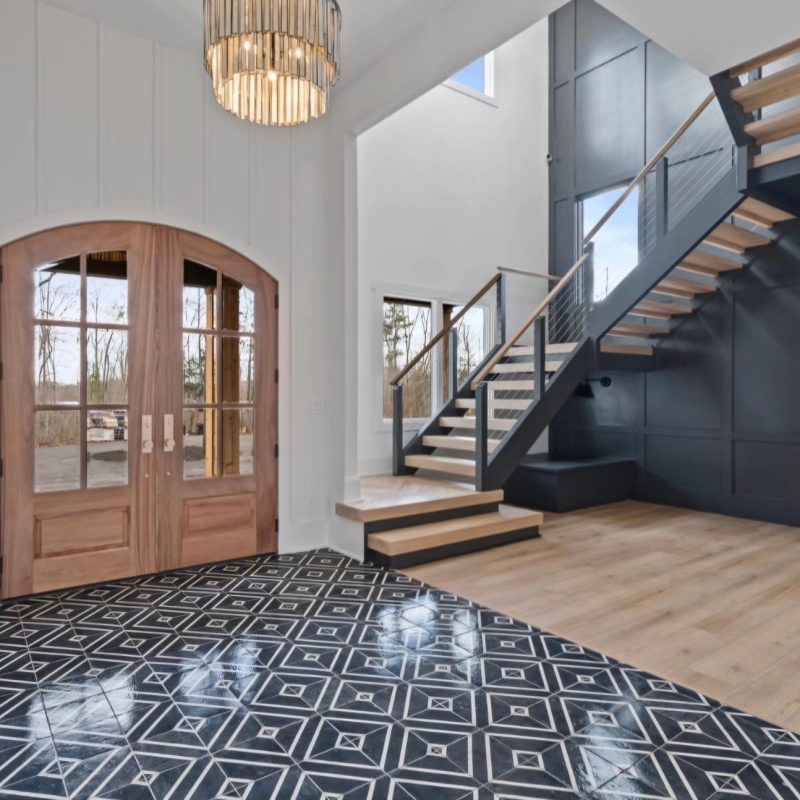 Decorative Diamond Porcelain Tile Foyer