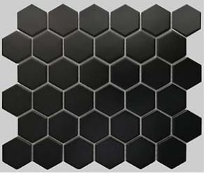 2 Buckhead Black Matte Porcelain Hexagon Mosaic