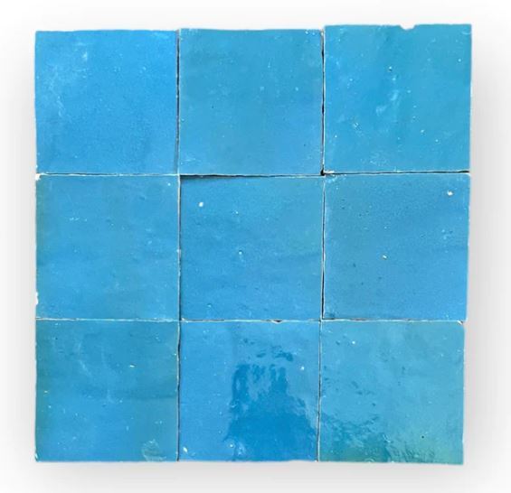 4x4" Aqua Zellige Hand Made Tile